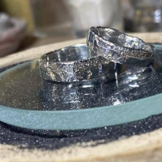 Hand forged and finished silver rings made by Pica Pica Silver